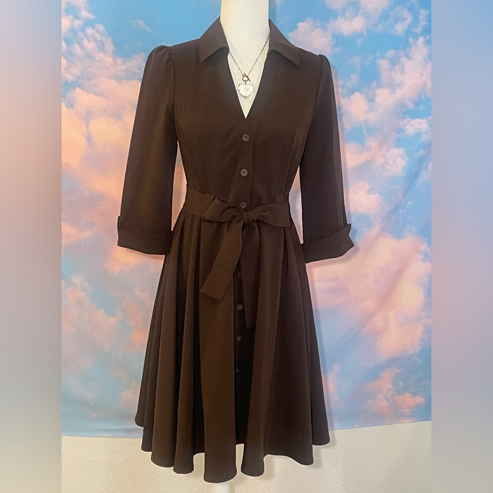 Classy and Tailored 90’s Forever 21 Chocolate Brown Shirtdress (NWT)